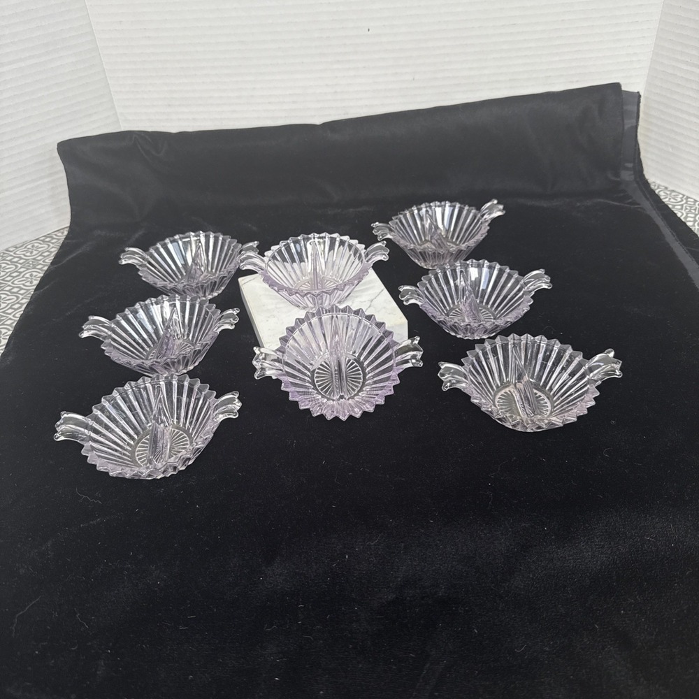 Vintage Heisey Ridgeleigh Double Handle Divided Clear Glass Jam Jelly Dish Olive